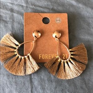 Tassel fringe gold earrings
